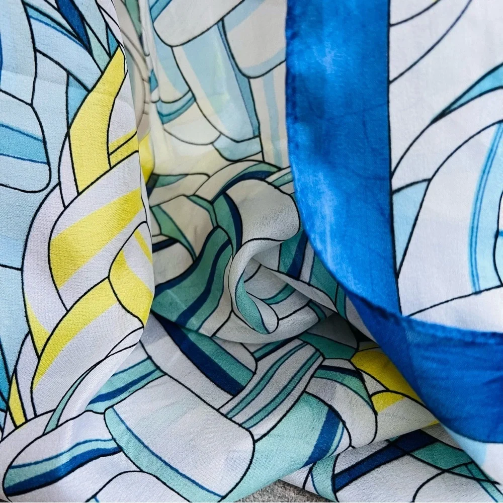 Vintage Silk Scarf – Abstract Braided Design – 35” x 35”